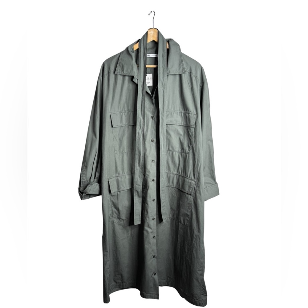 ZARA MULTI-POSITIONAL SHIRTDRESS Utility  Army Green NWT XXL - Picture 13 of 13